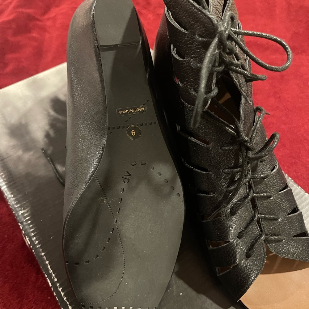 Black Lace-Up Sandals